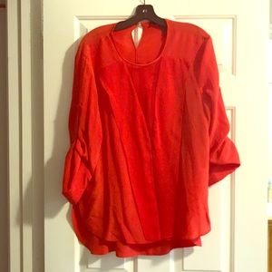 Red blouse with mesh in front